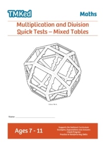 KS2 maths worksheets for kids - multiplication and division quick tests, mixed questions, 7-11 years